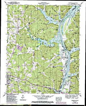 Topographic map for Kentucky Lake, Kentucky