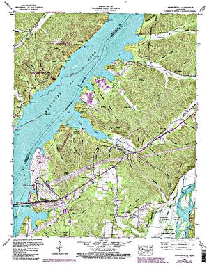 Topographic map for Kentucky Lake, Kentucky