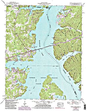 Topographic map for Kentucky Lake, Kentucky