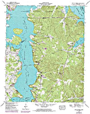 Topographic map for Kentucky Lake, Kentucky