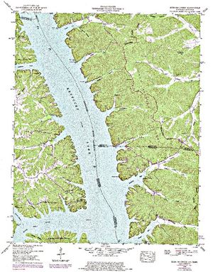 Topographic map for Kentucky Lake, Kentucky