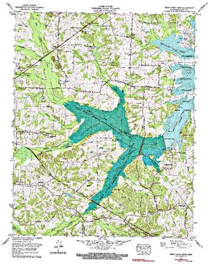 Topographic map for Kentucky Lake, Kentucky