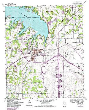 Topographic map for Grapevine Lake, Texas