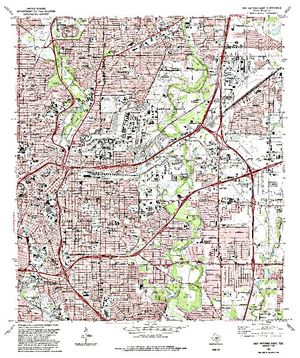 Topographic map for San Antonio River, Texas