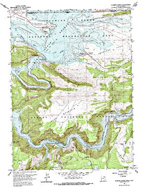 Topographic map for Flaming Gorge Reservoir, Utah