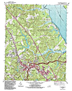 Topographic map for Waller Mill Reservoir, Virginia