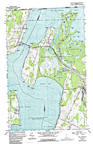 Topographic map for Lake Champlain, Quebec