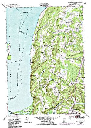 Topographic map for Lake Champlain, Quebec