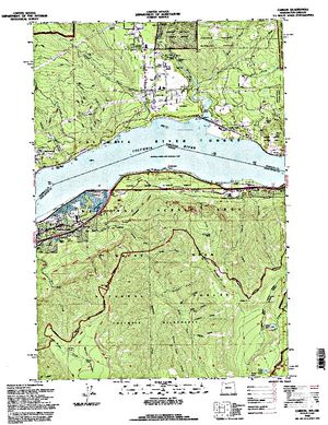 Topographic map for Bonneville Pool, Oregon