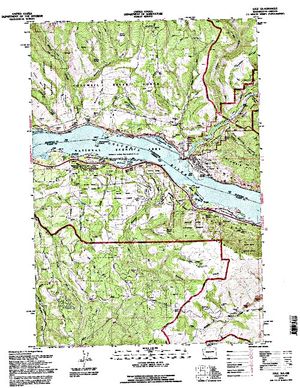Topographic map for Bonneville Pool, Oregon