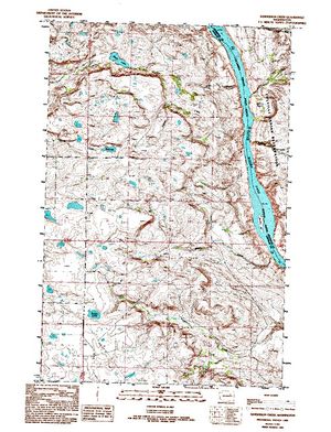 Topographic map for Rufus Woods Lake, Washington