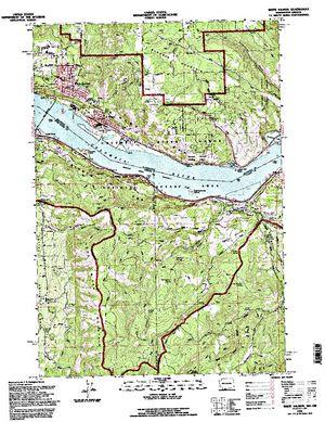 Topographic map for Bonneville Pool, Oregon