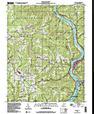 Topographic map for Bluestone Lake, West Virginia