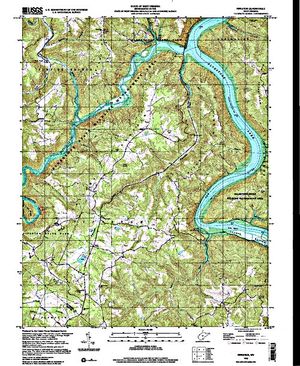Topographic map for Bluestone Lake, West Virginia