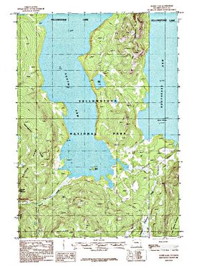 Topographic map for Yellowstone Lake, Wyoming