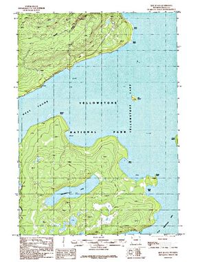 Topographic map for Yellowstone Lake, Wyoming