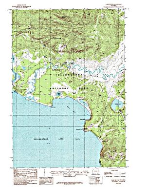 Topographic map for Yellowstone Lake, Wyoming