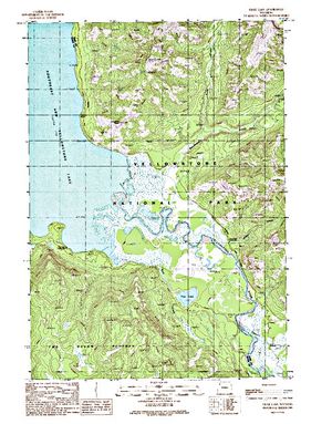 Topographic map for Yellowstone Lake, Wyoming