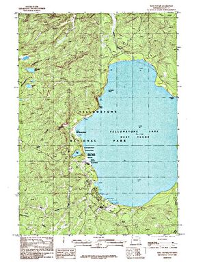 Topographic map for Yellowstone Lake, Wyoming