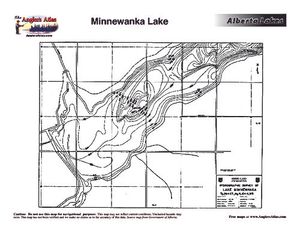 Contour map for MINNEWANKA LAKE, Alberta
