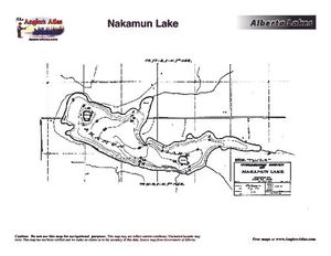 Contour map for NAKAMUN LAKE, Alberta