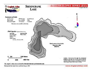 Shaded Contour map for SHININGBANK LAKE, Alberta