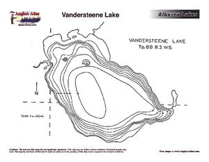 Contour map for Vandersteene Lake, Alberta