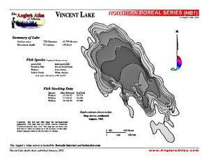 Shaded Contour map for VINCENT LAKE, Alberta