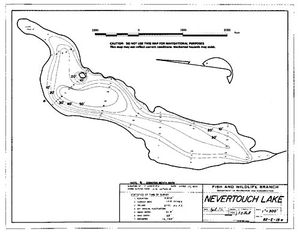 Contour map for NEVERTOUCH LAKE, British Columbia