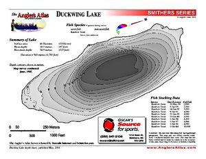 Shaded Contour map for DUCKWING LAKE, British Columbia