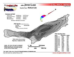 Shaded Contour map for WAHLEACH LAKE, British Columbia