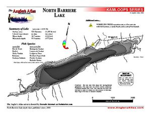 Shaded Contour map for NORTH BARRIERE LAKE, British Columbia