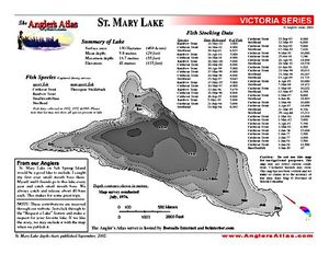 Shaded Contour map for ST. MARY LAKE, British Columbia