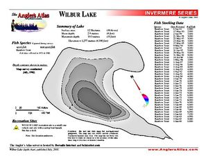 Shaded Contour map for WILBUR LAKE, British Columbia
