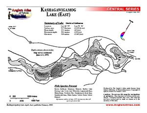 Shaded Contour map for Kashagawigamog Lake, Ontario