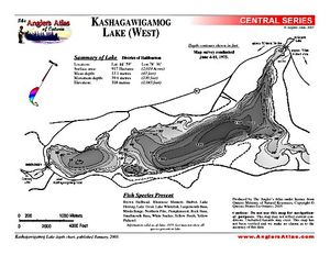 Shaded Contour map for Kashagawigamog Lake, Ontario