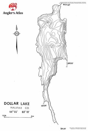 Contour map for Dollar Lake, Nova Scotia