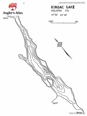 Contour map for Kinsac Lake, Nova Scotia