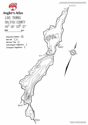Contour map for Lake Thomas, Nova Scotia