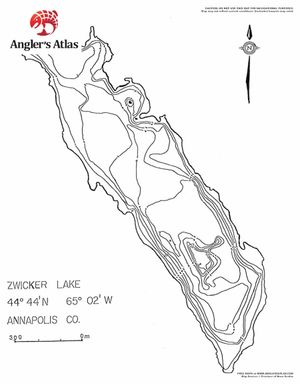Contour map for Zwickers Lake, Nova Scotia