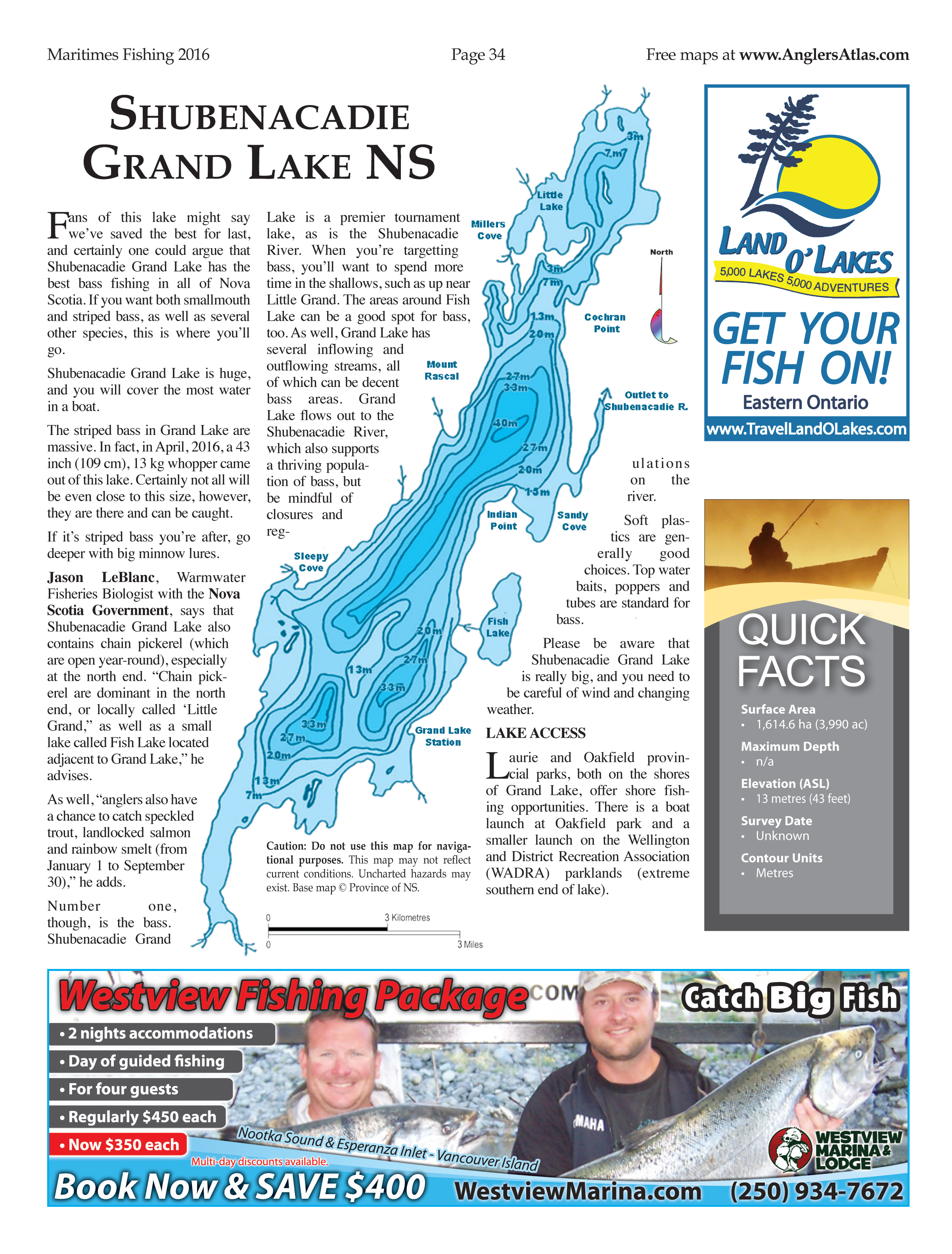 East Grand Lake Depth Chart