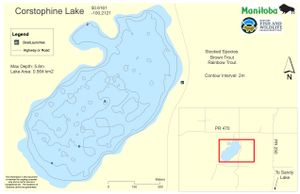 Shaded Contour map for Corstorphine Lake, Manitoba