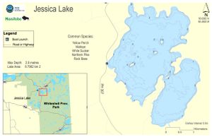 Shaded Contour map for Jessica Lake, Manitoba