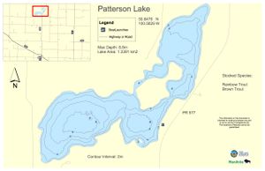 Shaded Contour map for Patterson Lake, Manitoba