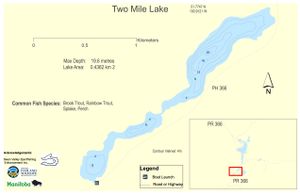 Shaded Contour map for Two Mile Lake, Manitoba