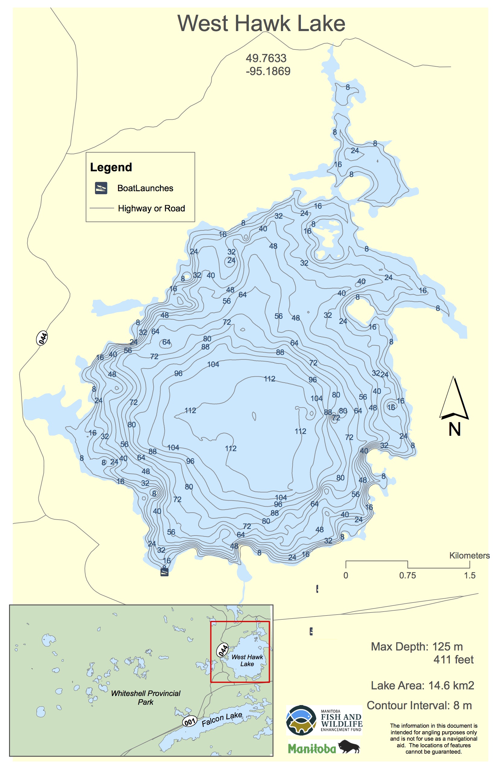 West Hawk Lake Depth Chart