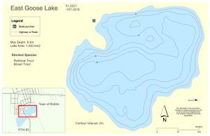 Shaded Contour map for East Goose Lake, Manitoba