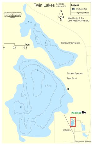Shaded Contour map for Twin Lakes, Manitoba