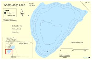 Shaded Contour map for West Goose Lake, Manitoba