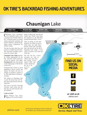 Shaded Contour map for CHAUNIGAN LAKE, British Columbia